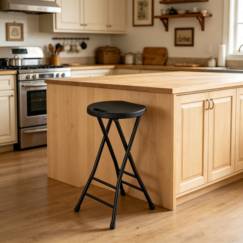 Tabourets de bar, tabourets de bar pliants portatifs avec barres transversales doubles, siège en plastique robuste et structure en métal pour la cuisine, le dortoir et les petits espaces