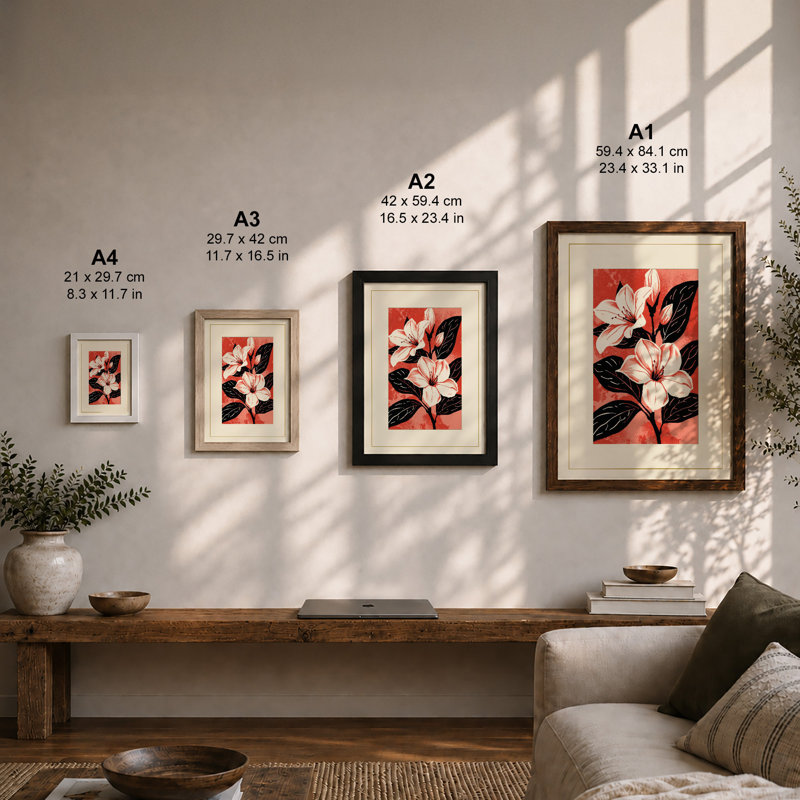 Modernist Blooms Botanical - Print, Walnut, A4 - 29.7 x 21.0 cm