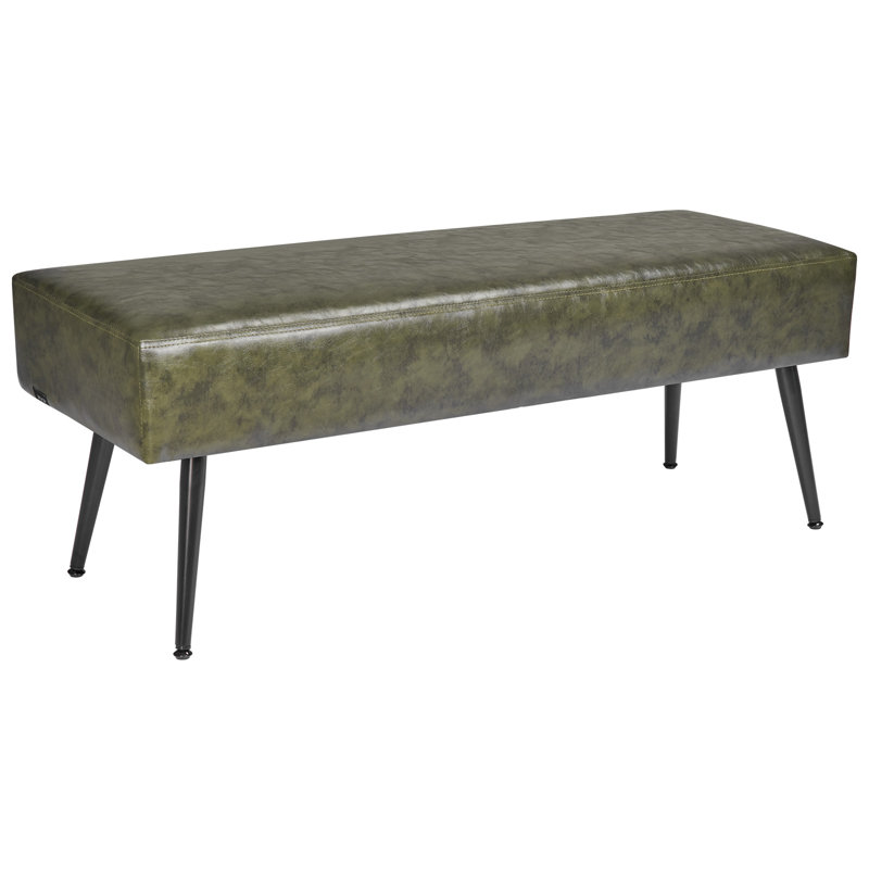 PU Leather Bedroom Bench with Metal Legs Shoe Bench for Entryway , Green