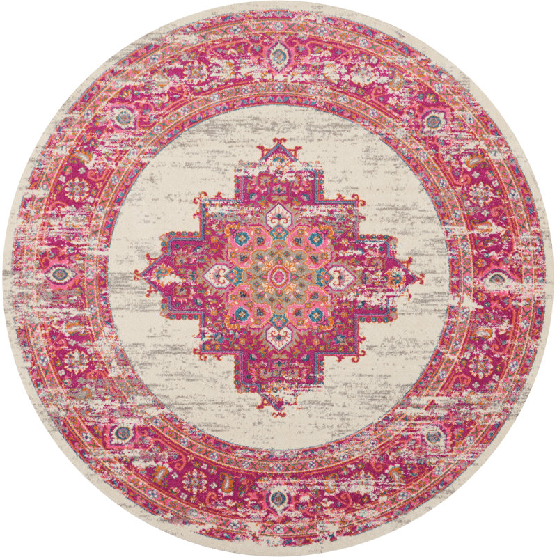 Tapis ivoire traditionnel Augusta, Rond 8 pi