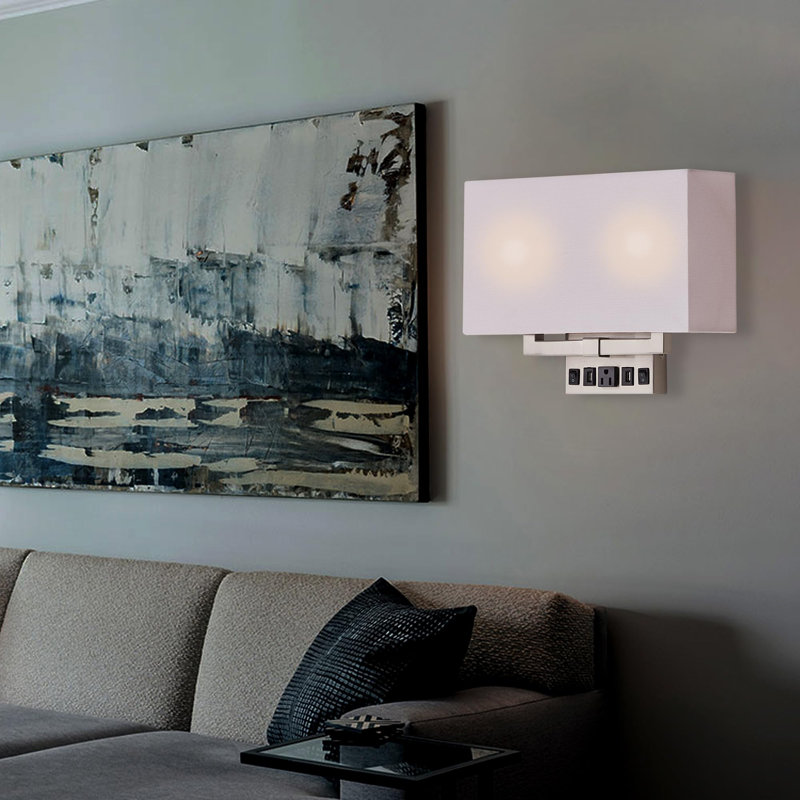 Modern Brushed Nickel Wall Sconce with White Acrylic Shade