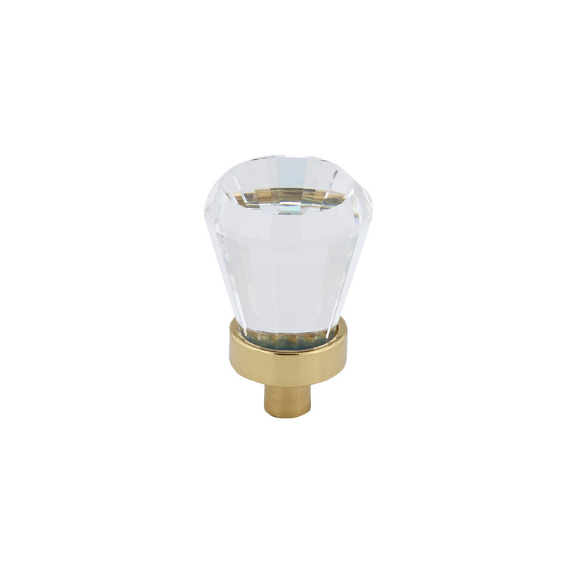 Swarovski Crystal Collection 3/4" Diameter Conical Knob, Brass & Clear