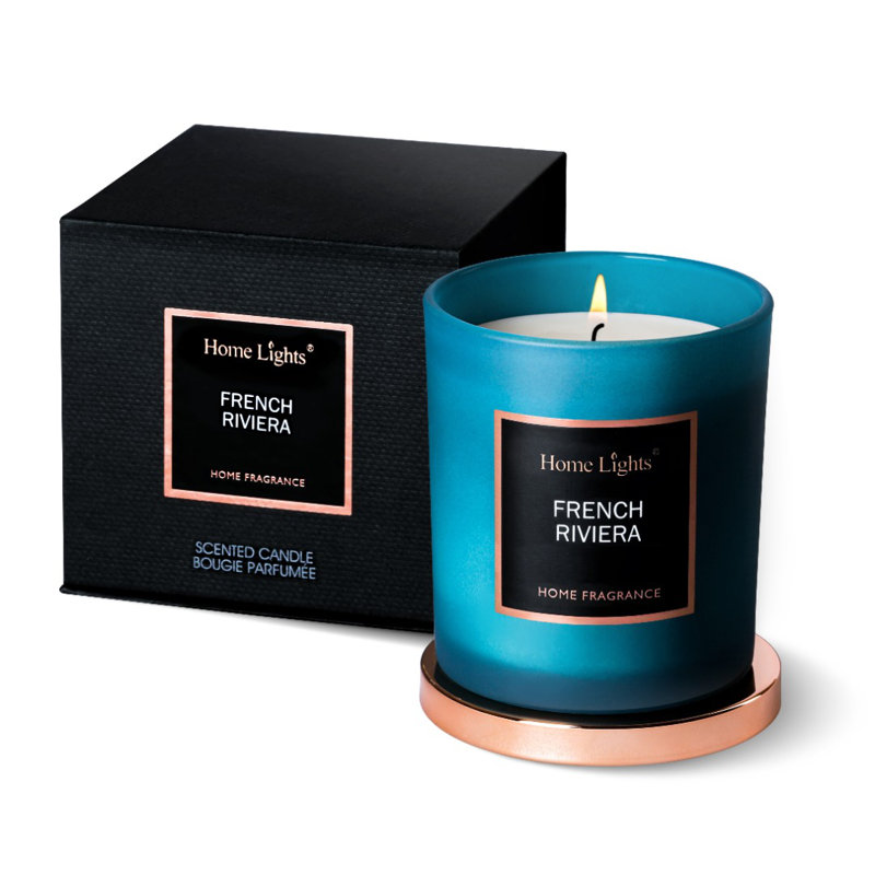 French Riviera Scented Jar Candle with Glass Holder