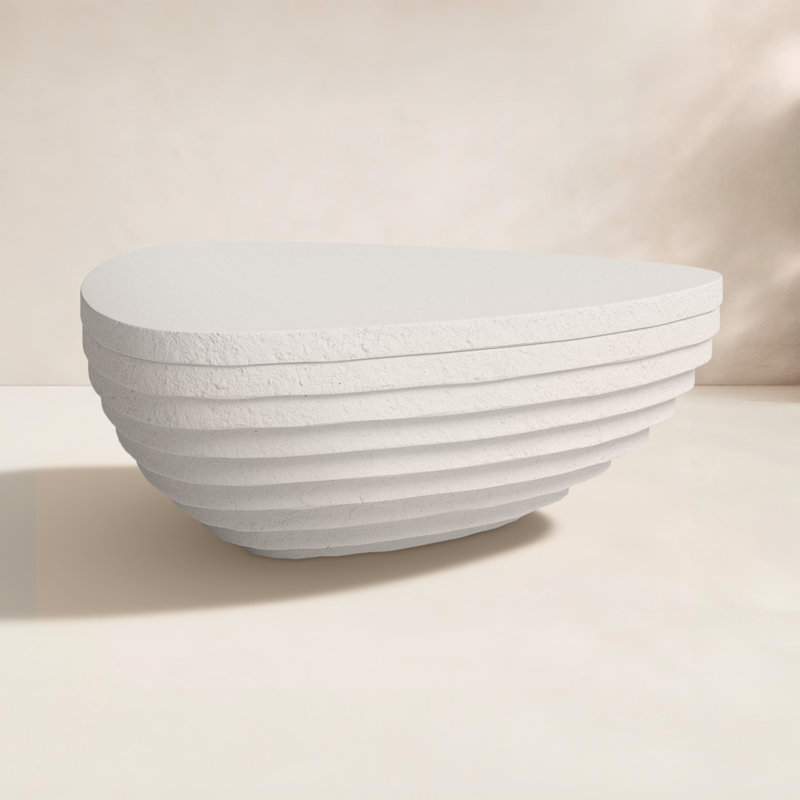 Albin Concrete Outdoor Coffee Table, White