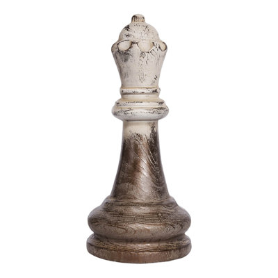 Tabletop Decor, King Chess Piece, Bronze And White Magnesium 21 Inch