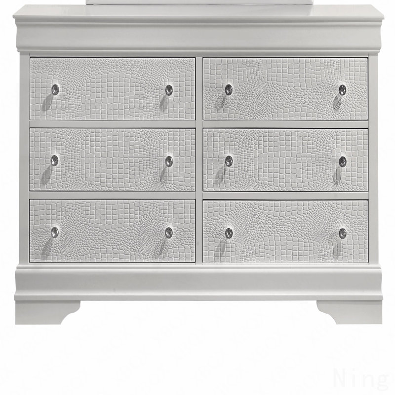 6-Drawer Dresser, Modern Style  Woodenen Construction, White