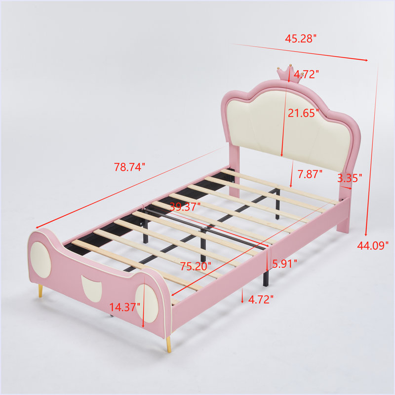 Cadre de lit simple avec poche de rangement pour enfant