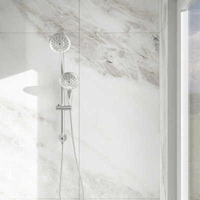 5" Multi Function Dual Shower Head, With Adjustable Slide Bar