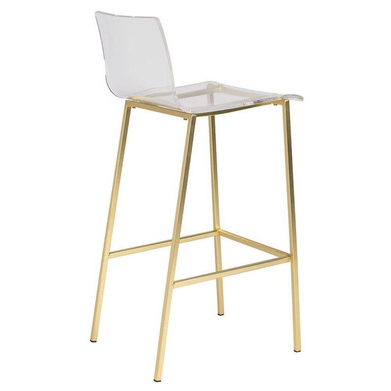 Counter Stool with Metal Frame, Clear/Gold