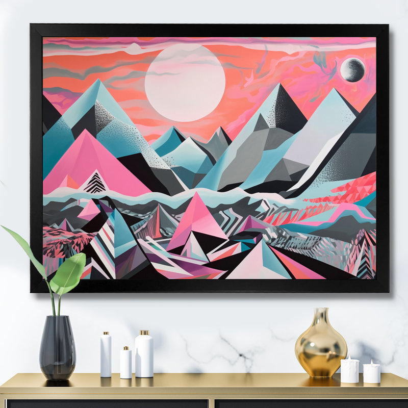 «Pink Sharp Mountains», reproduction sur toile, Cadre photo noir, H 30 po x l 40 po x P 1,5 po