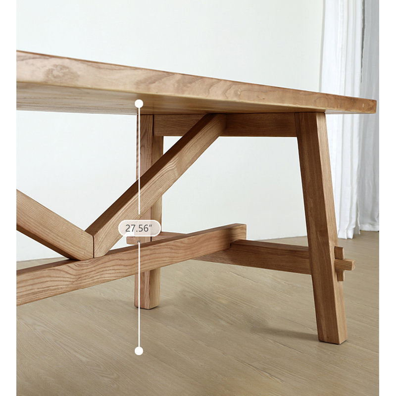 Table de salle à manger rectangulaire en bois massif Nordic, H 29,53 po x L 62,99 po x l 31,50 po