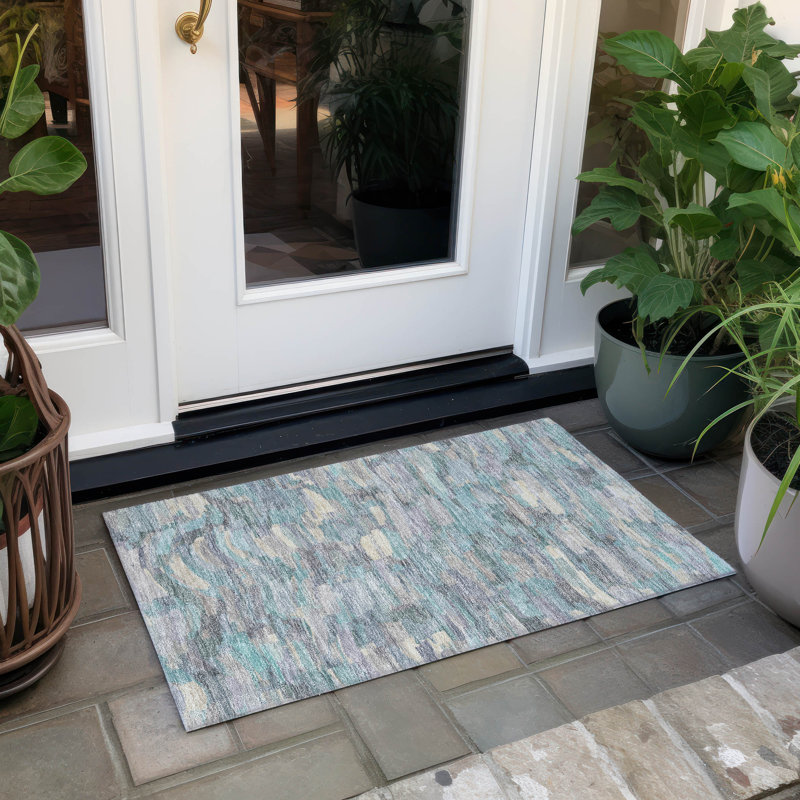 Machine Washable Indoor/Outdoor Huseby ACN2266 Stripes Rug, Rectangle 1'8" x 2'6"