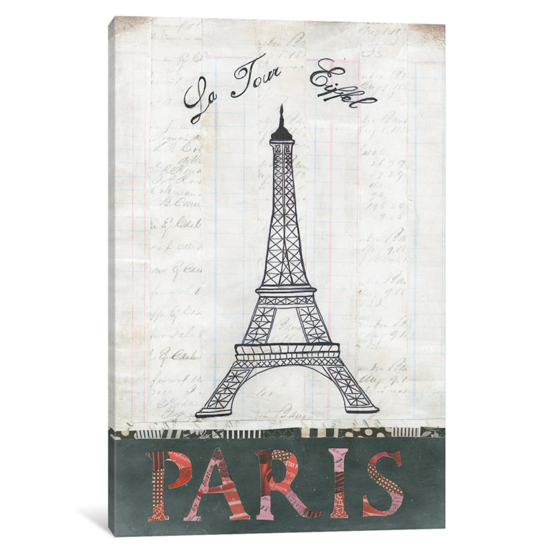 « la tour eiffel », impression sur toile tendue, H 12 po x l 8 po x P 0,75 po, Toile tendue, Pas de tapis
