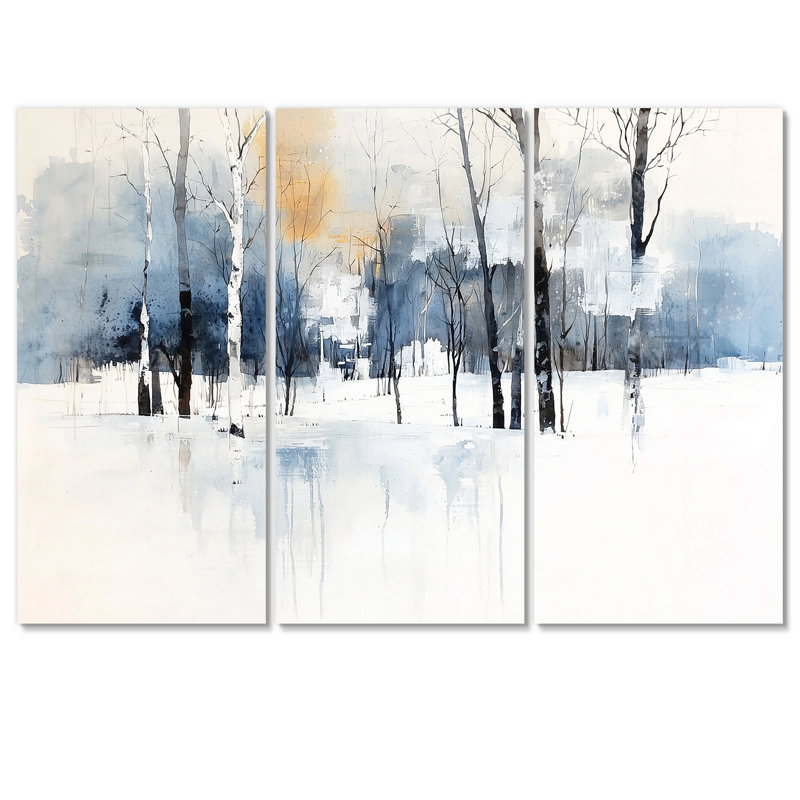Addaleigh - Ensemble de salon d'art mural paysage d'hiver, H 40 po x l 60 po, Wrapped Canvas, Does Not Apply