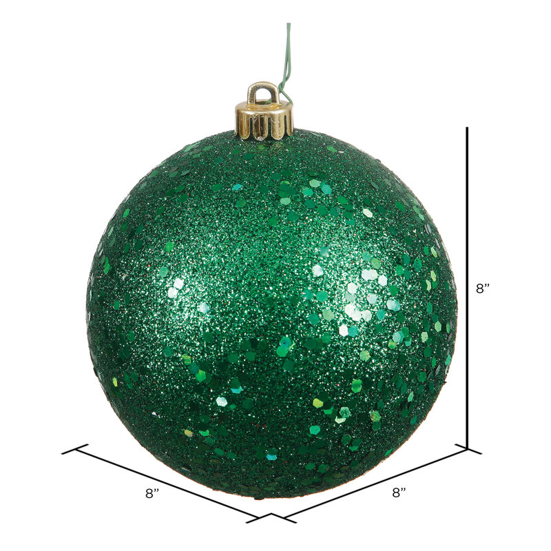 Ornement de Noël en forme de boule, H 8 po x l 8 po x P 8 po, Paillettes émeraude