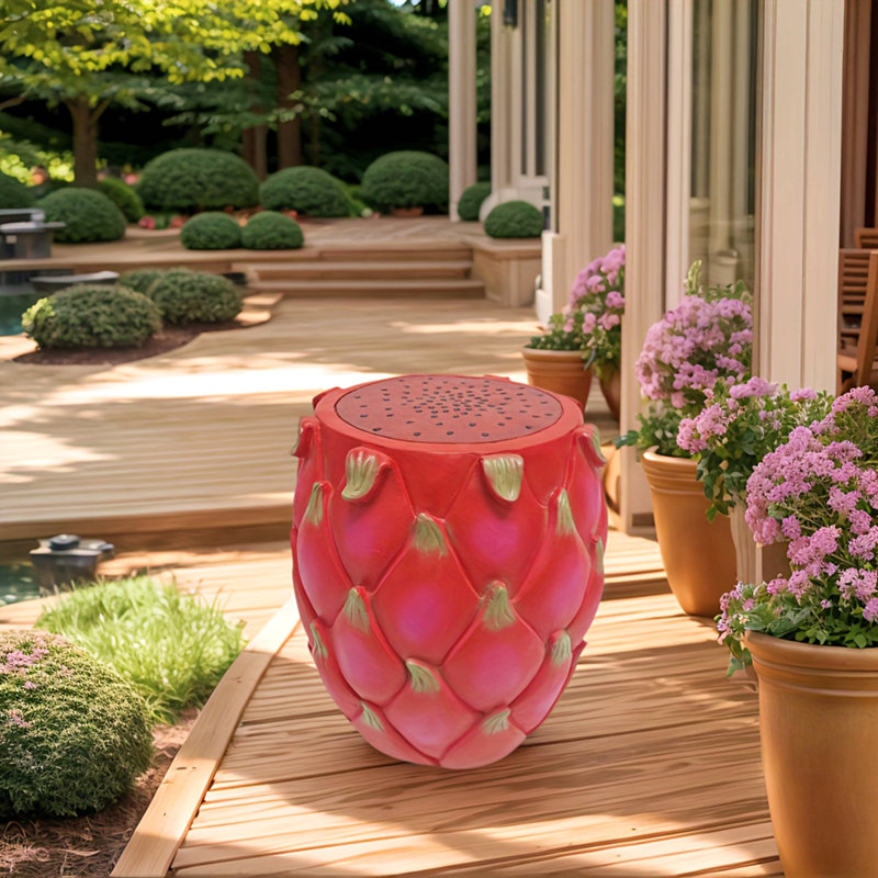 Tabouret de fruit de dragon surdimensionné 13,4 po en résine, table d'appoint polyvalente et support à plante, mobilier décoratif pour la maison, le jardin, le patio, l'intérieur et l'extérieur