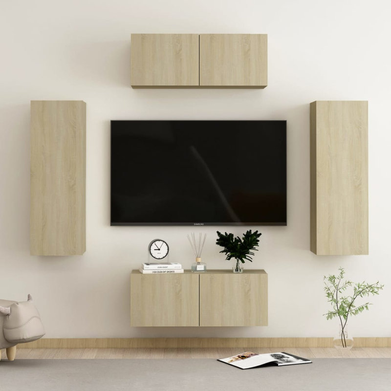 Meuble audio-vidéo flottant en bois massif pour téléviseur de 40 po ou moins Lauderdale, H 11,8 po x L 31,5 po x l 11,8 po.