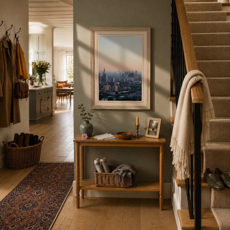 City at Dawn Modern - Framed Print, A1 - 84.1 x 59.4 cm, Oak