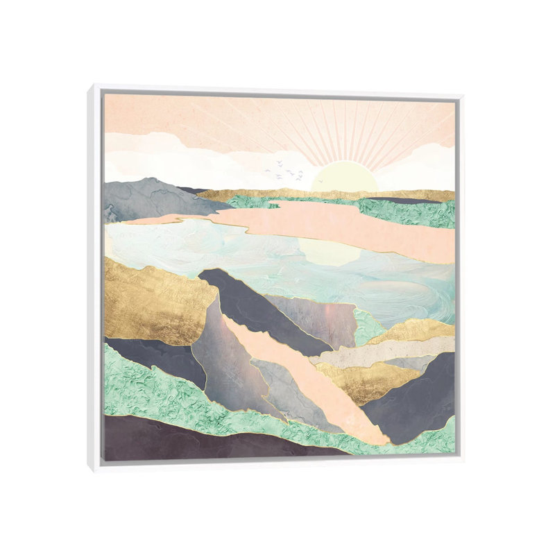 Sunrise Beach - impression d'art graphique, Pas de tapis, H 26 po x l 26 po x P 1,5 po, Toile blanche encadrée
