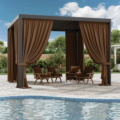 Outdoor Gazebo Curtains Polyester Side Wall For Gazebo, 4-Panels Sidewall Curtains For Patio, Garden And Backyard (Only Curtains)
