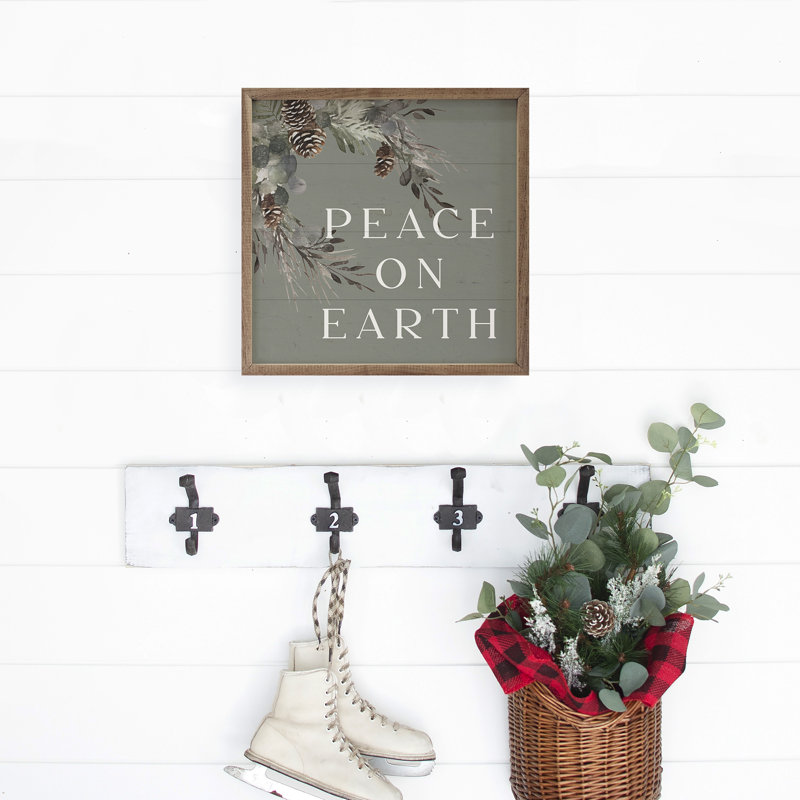 Peace On Earth Pinecones Green, 16" H x 16" W x 1" D
