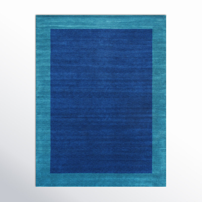 Handmade Blue Viscose 4' x 6' Rectangular Rug