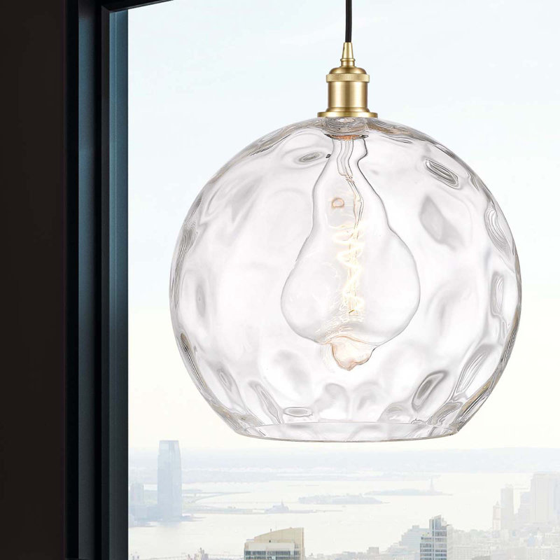 Luminaire suspendu sphère 1 lumière Roxane, Ampoule non incluse, H 16,88 po x l 13,75 po x P 13,75 po, Or satiné