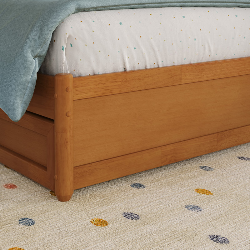 Avdesh Solid Wood Sleigh Trundle Extra Bed, Light Toffee, Twin