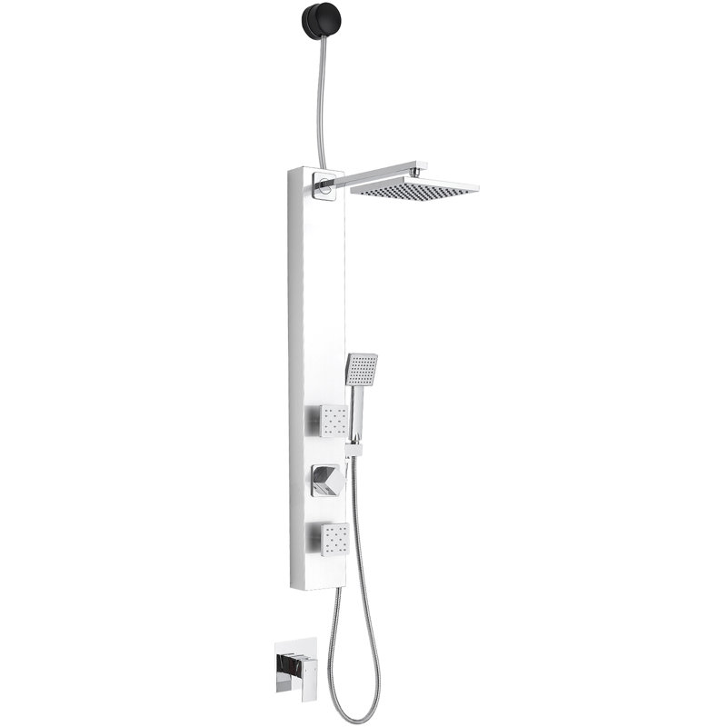 3-way Diverter Shower Tower Panel System with Adjustable Shower Head, Polished Chrome