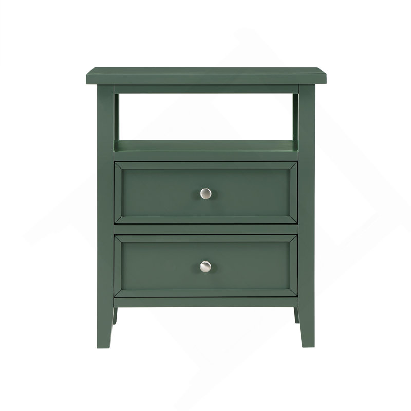 Weston Vintage Green 2 Drawer Nightstand, Antique Green
