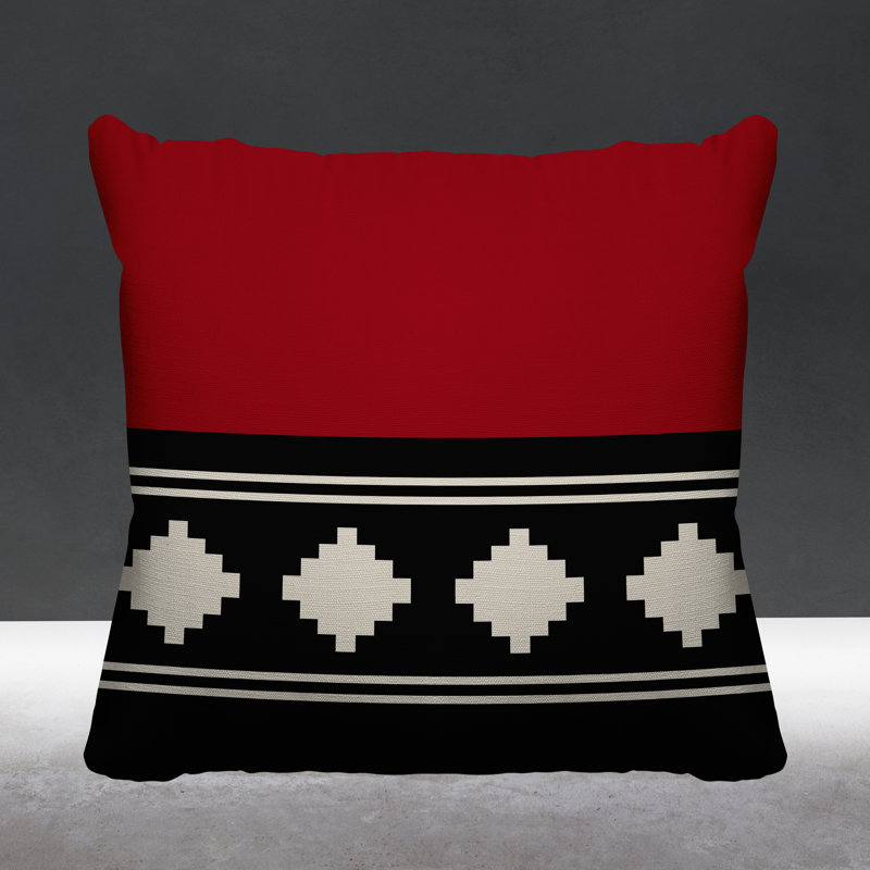 Coussin intérieur / extérieur Ector Southwestern, L 15 po x H 15 po, Rouge
