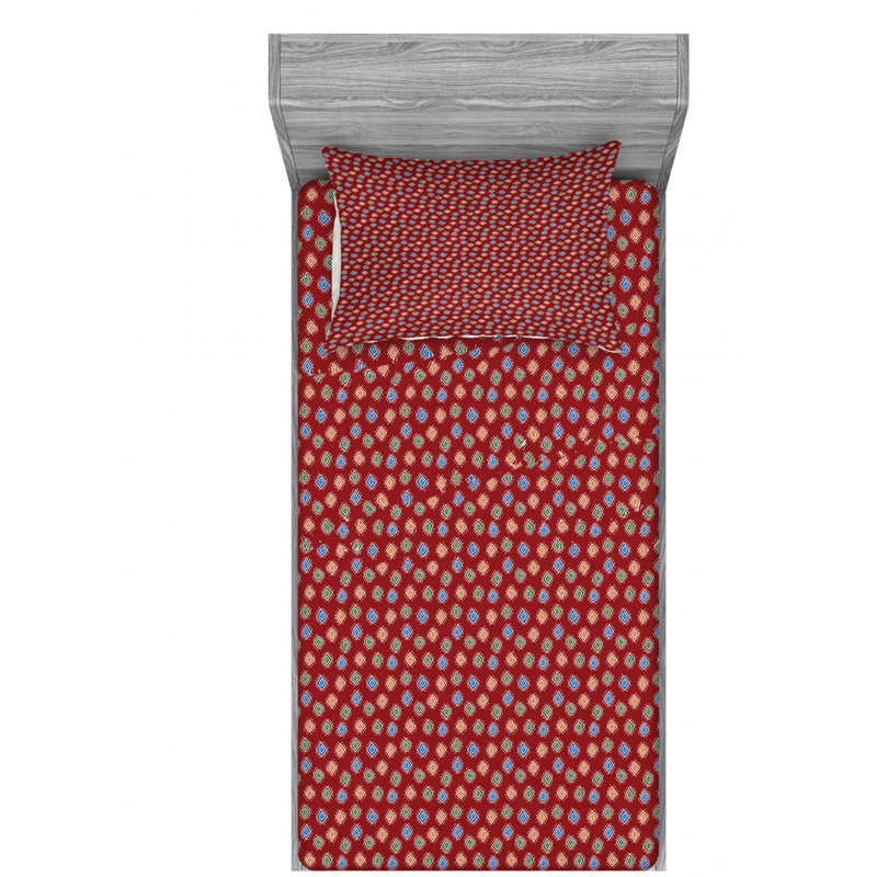 Mudcloth Microfiber Geometric Sheet Set, Twin Sheet Set with Fitted Sheet