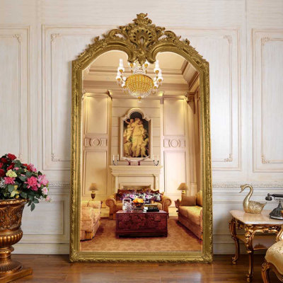 Solid Wood Satin Gold Novelty Mirror