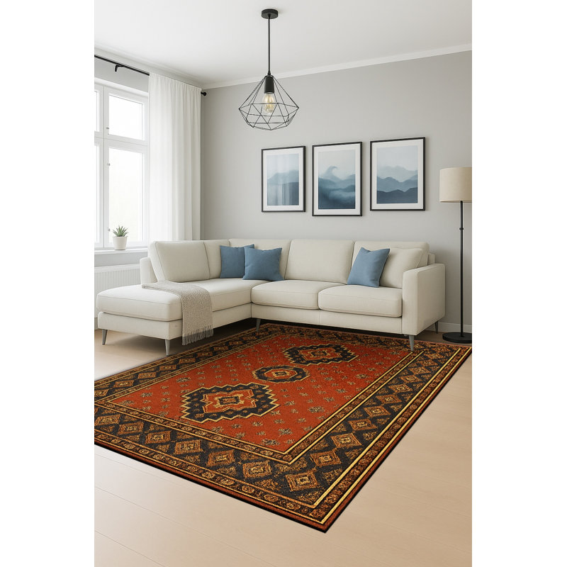 Tapis tissé orange Mosso, 3'11" x 5'11"