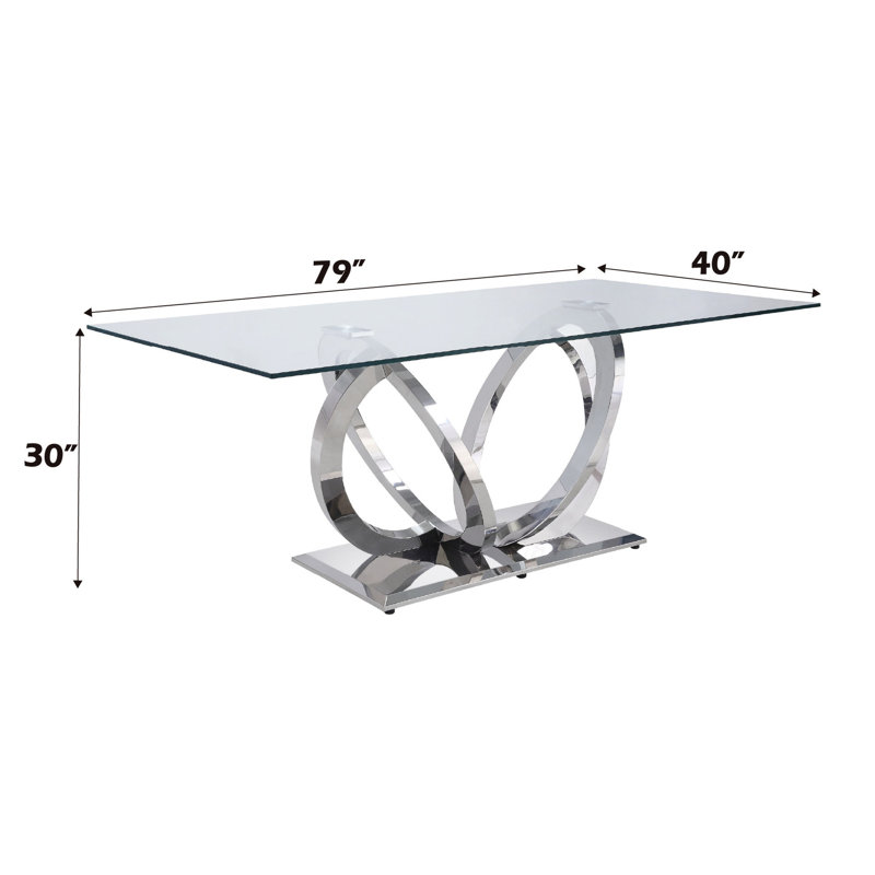 Table moderne en verre transparent avec miroir argenté Brilliance Fabulous Allure