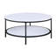 Ensemble de cocktail moderne 3 pièces, 1 table basse ronde et 2 tables de bout, finition noire, meubles de salon en bois