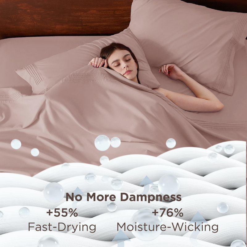 Bedsure Deep Pocket Sheet Set - Fits Mattresses Up to 21 Inches Thick -  GentleSoft Bed Sheet set, Moisture Wicking, Soft & Cooling Bed Sheet & Pillowcases, Easy & Secure Fit