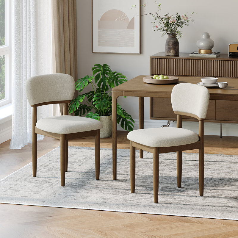 49 cm H Upholstered Chenille Dining Chair, Beige