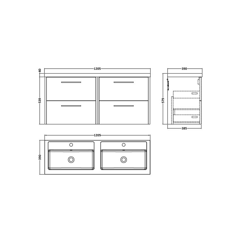Juno 1200mm Double Bathroom Vanity with Integrated Polymarble Basin, Coastal Grey