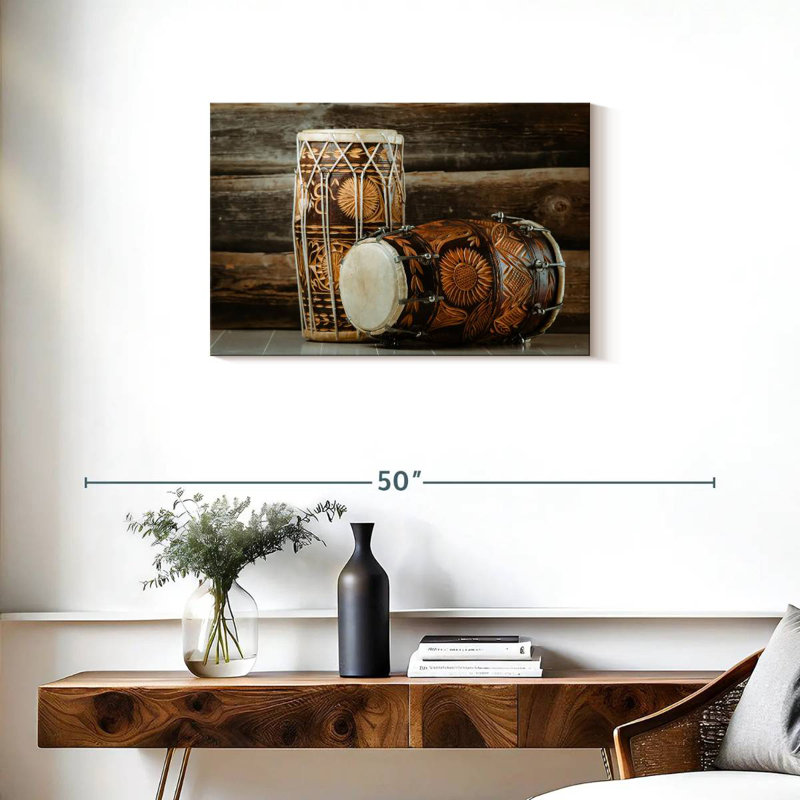 Abarca Indian Dholak Drums, 20" H x 30" W