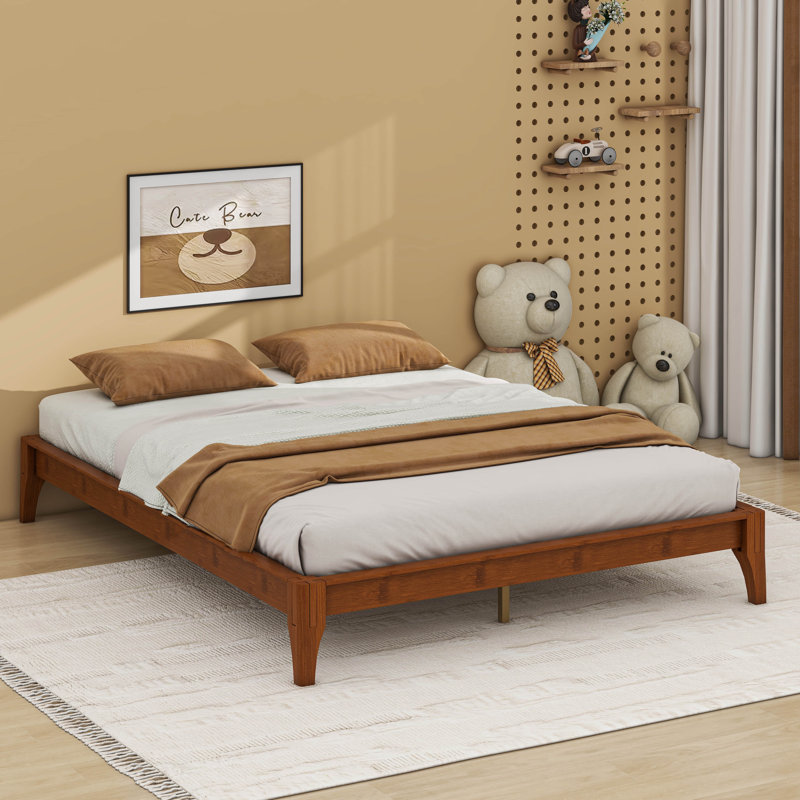  Base de lit plateforme en bois de bambou sec Elziabeth, Grand lit