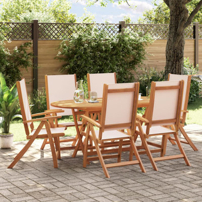  7 Piece Garden Dining Set Solid Wood Acacia And PVC-coated polyester