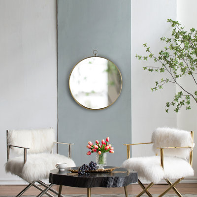 Miroir rond doré de 24 po x 28 po avec bande de fer. Ajoutez une touche de luxe au salon, à la chambre à coucher, au meuble-lavabo, au vestibule, au couloir de la bordure 24 po x 28 po. Flair sophistiqué