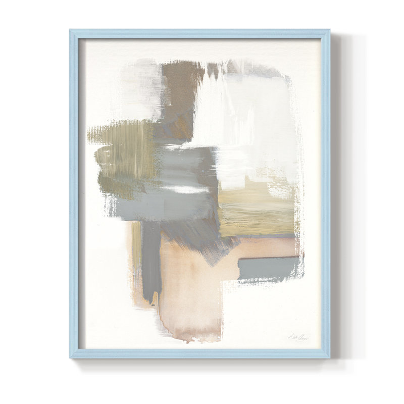 Reproduction encadrée Soft Symmetry II - bois massif, H 15 po x l 12 po, Bleu