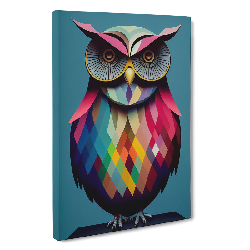 Geometric Owl No.5 Abstract - Wrapped Canvas Print, 50cm H x 35cm W x 3cm D