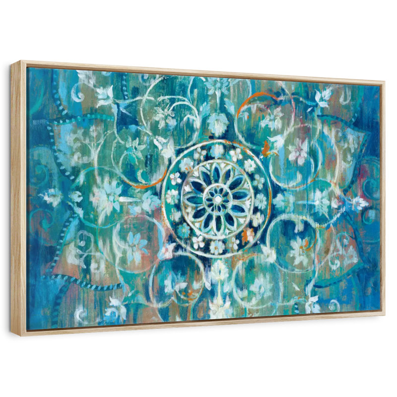 Mandala I, Cadre flottant en bois naturel, 31 po x 21 po