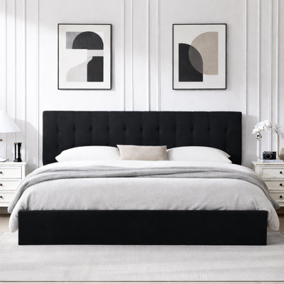 Lit plateforme tapissier avec rangement Arcadia