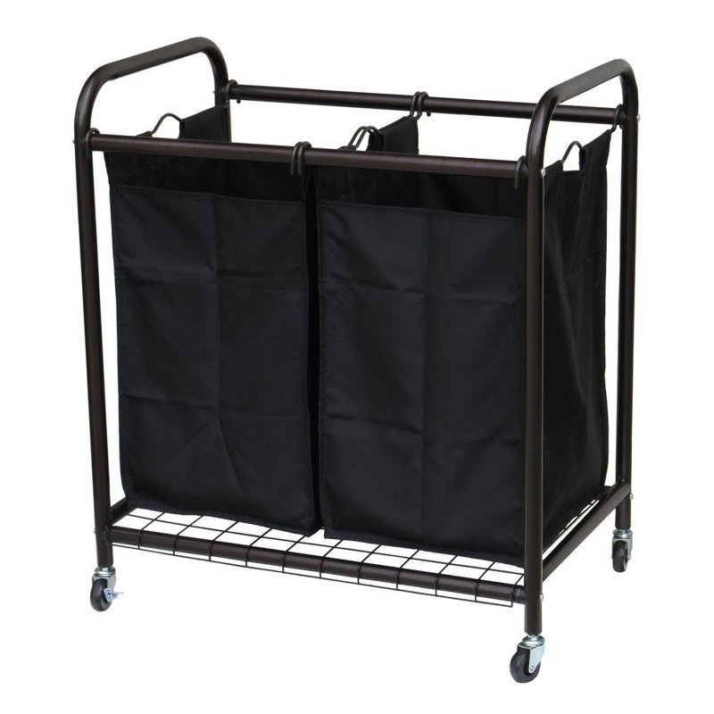 Bronze Metal Frame Laundry Sorter with Black Removable Bags