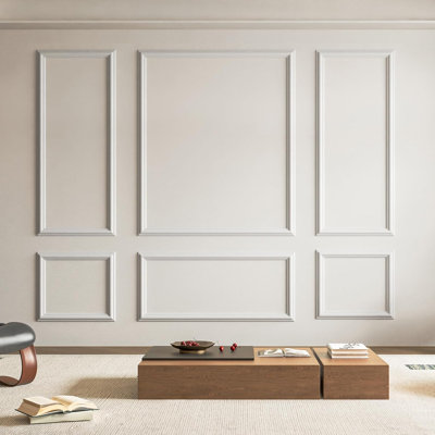 Premade Accent Wall Molding Kit, Pre-Cut Wall Molding,Ready-to-Assemble Wainscoting Panels for Interior Wall Décor,Accent Wall (Set of 6)