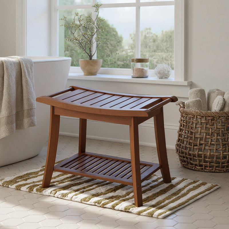 Assembly Required Bamboo Shower Bench, Walnut